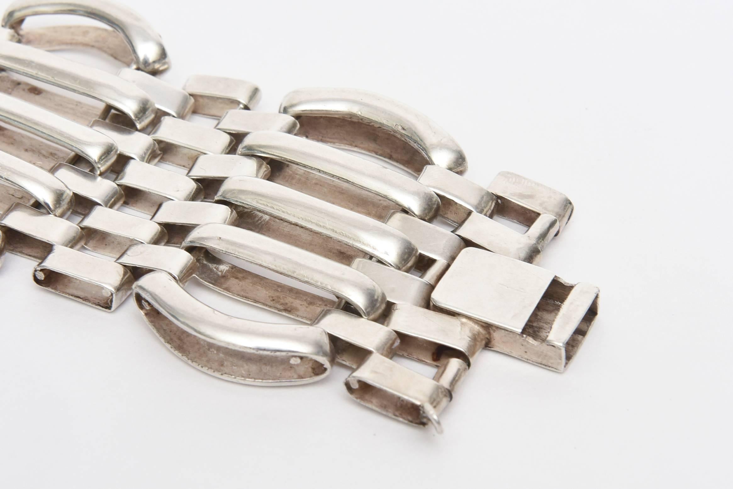 Women's Sterling Silver Modernist Sculptural Cuff Bracelet For Sale
