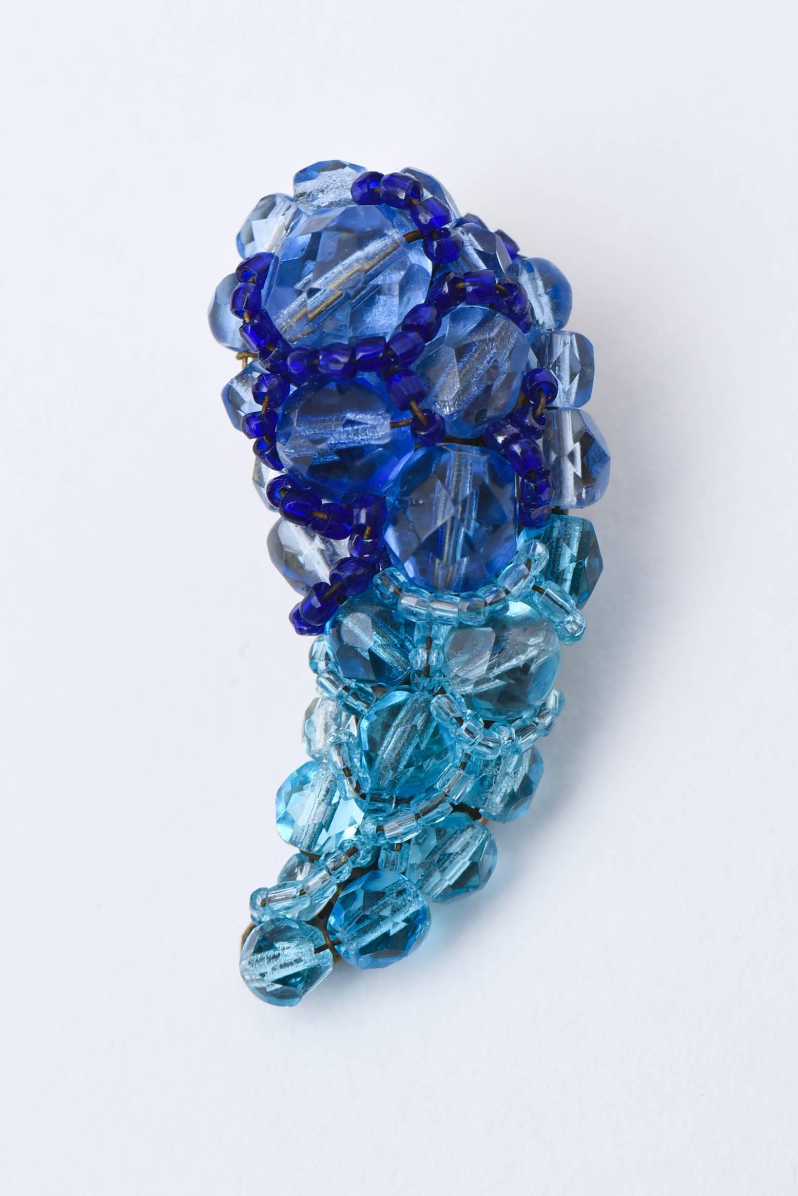 Coppola E Toppo Blue Venetian Glass Clip On Earrings Vintage 2