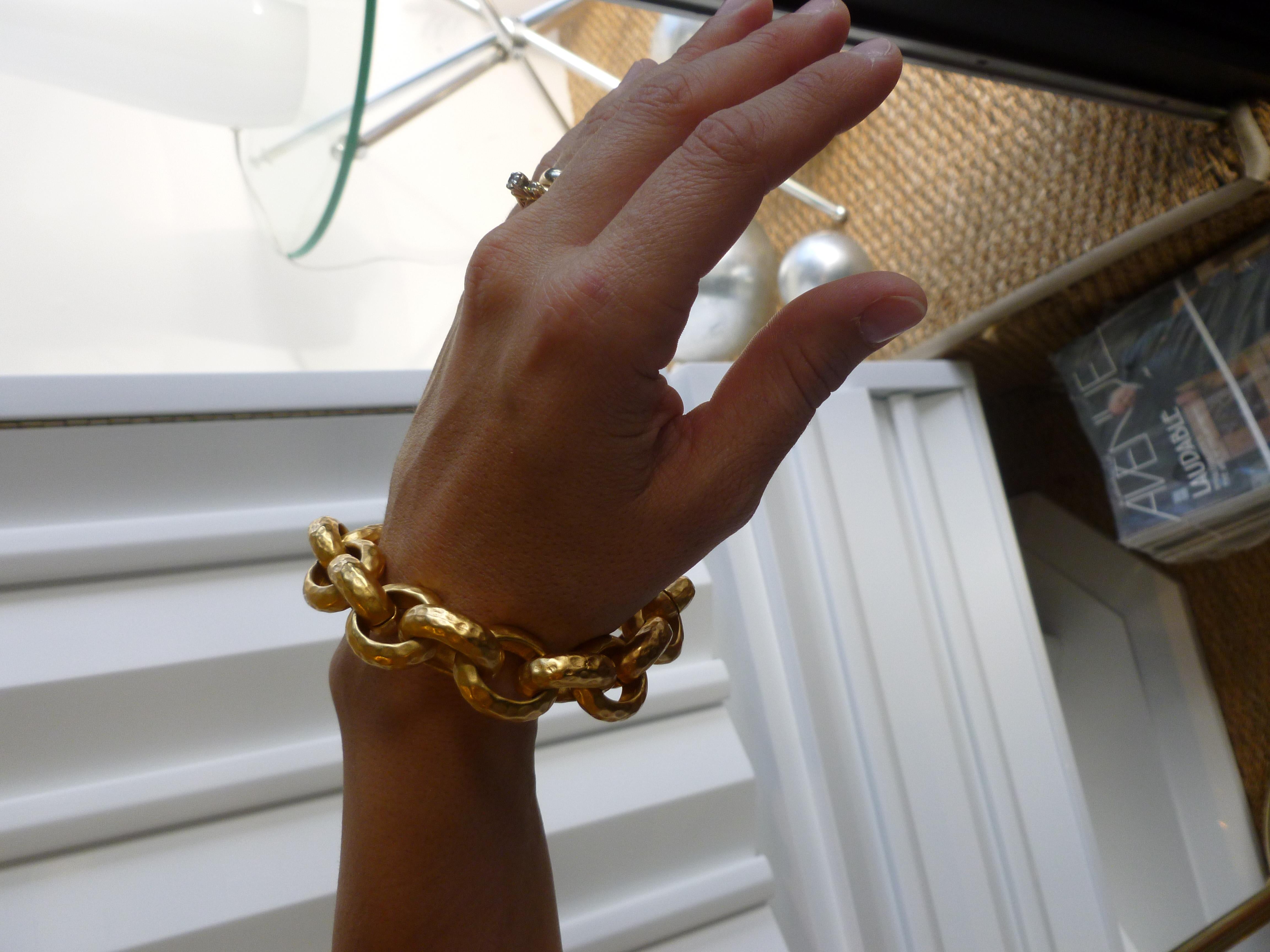 Hand Hammered Gold Plated Link/Chain Bracelet 4