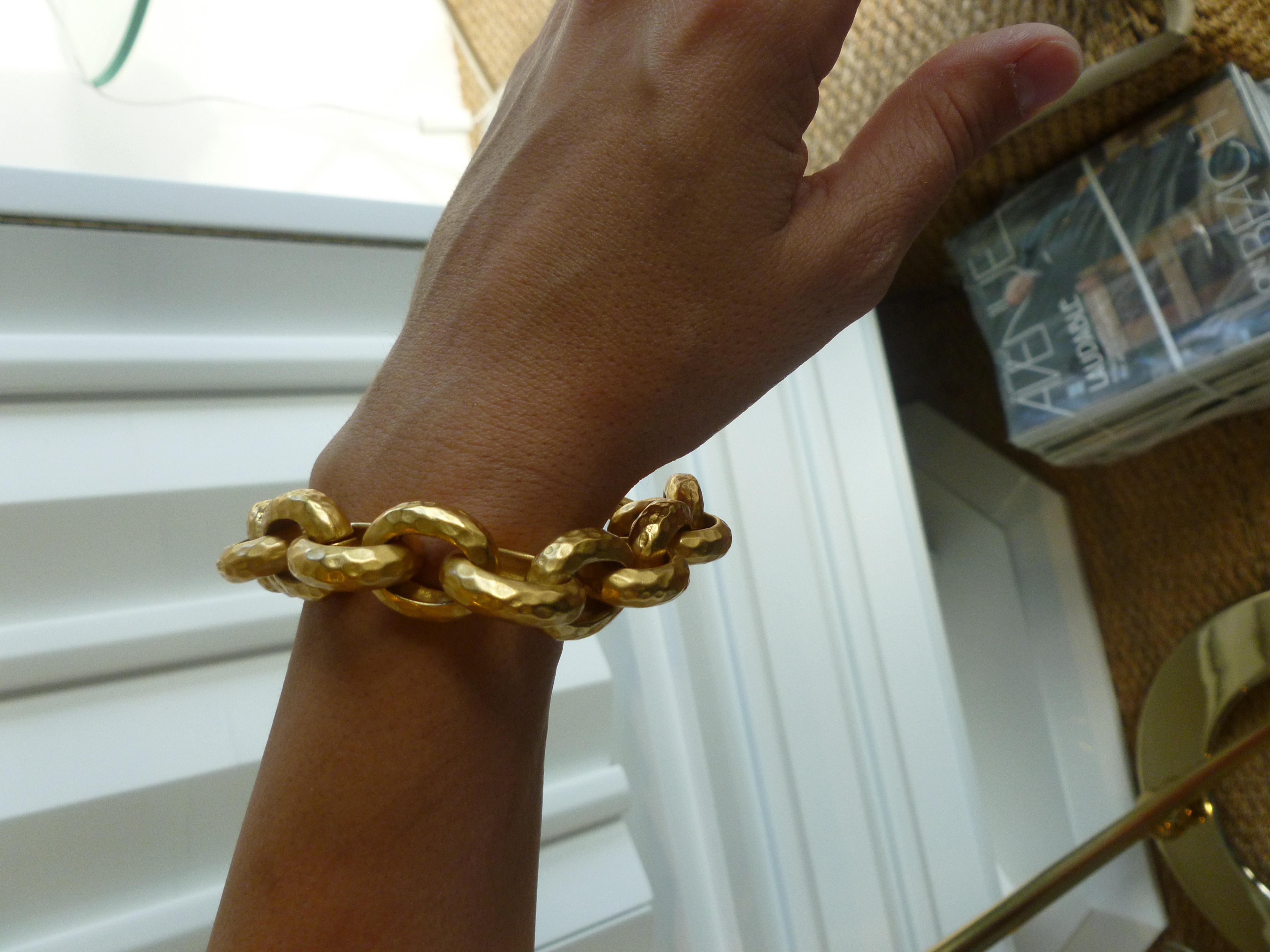 Hand Hammered Gold Plated Link/Chain Bracelet 3