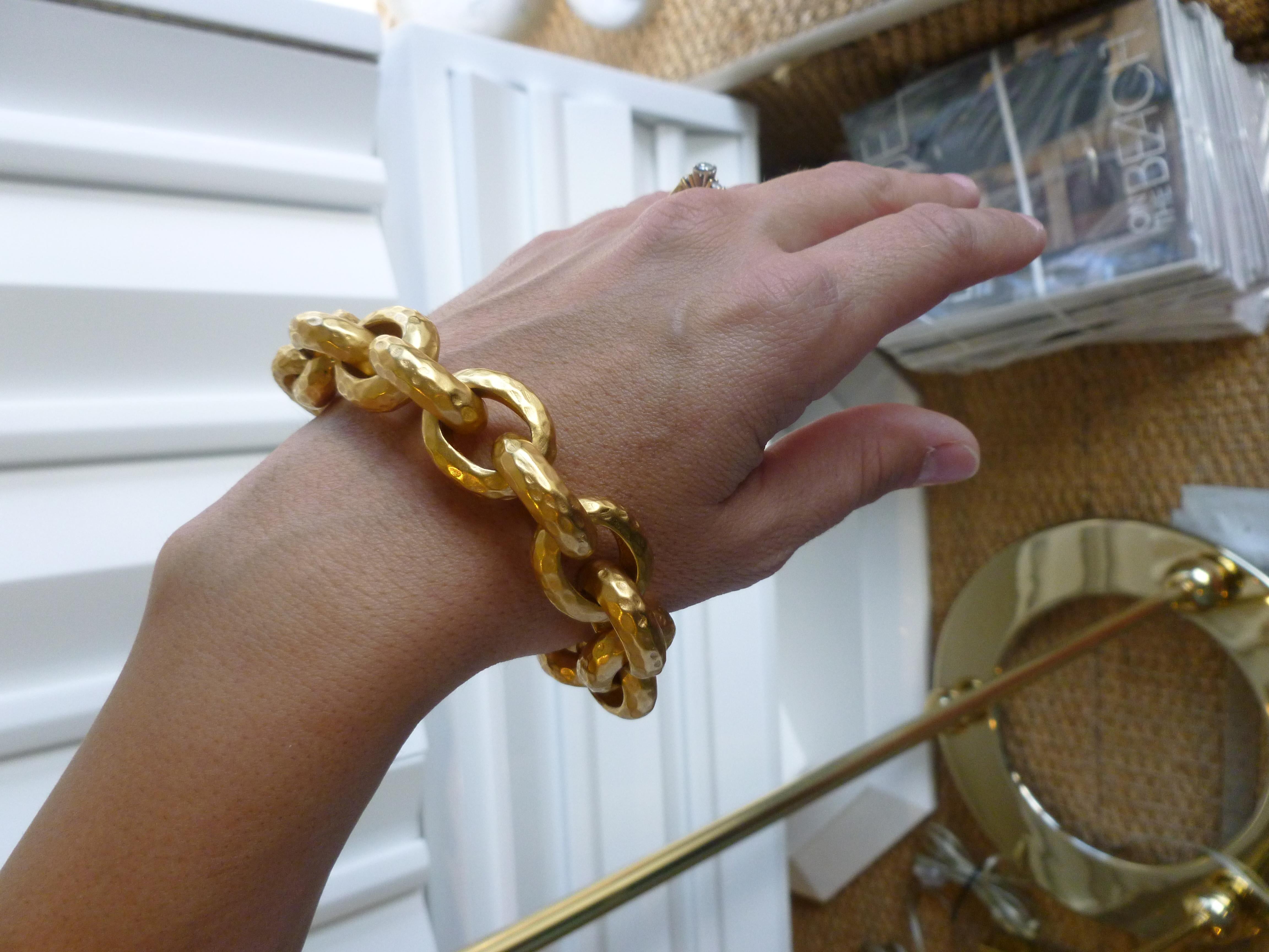 Hand Hammered Gold Plated Link/Chain Bracelet 5