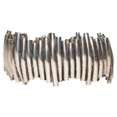 Vintage Modernist Sterling Silver Staggered Cuff Bracelet, 1960's