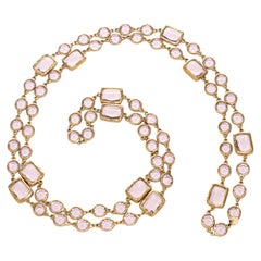 Vintage Chanel Pink Chicklet Sautoir Long Necklace, 1981