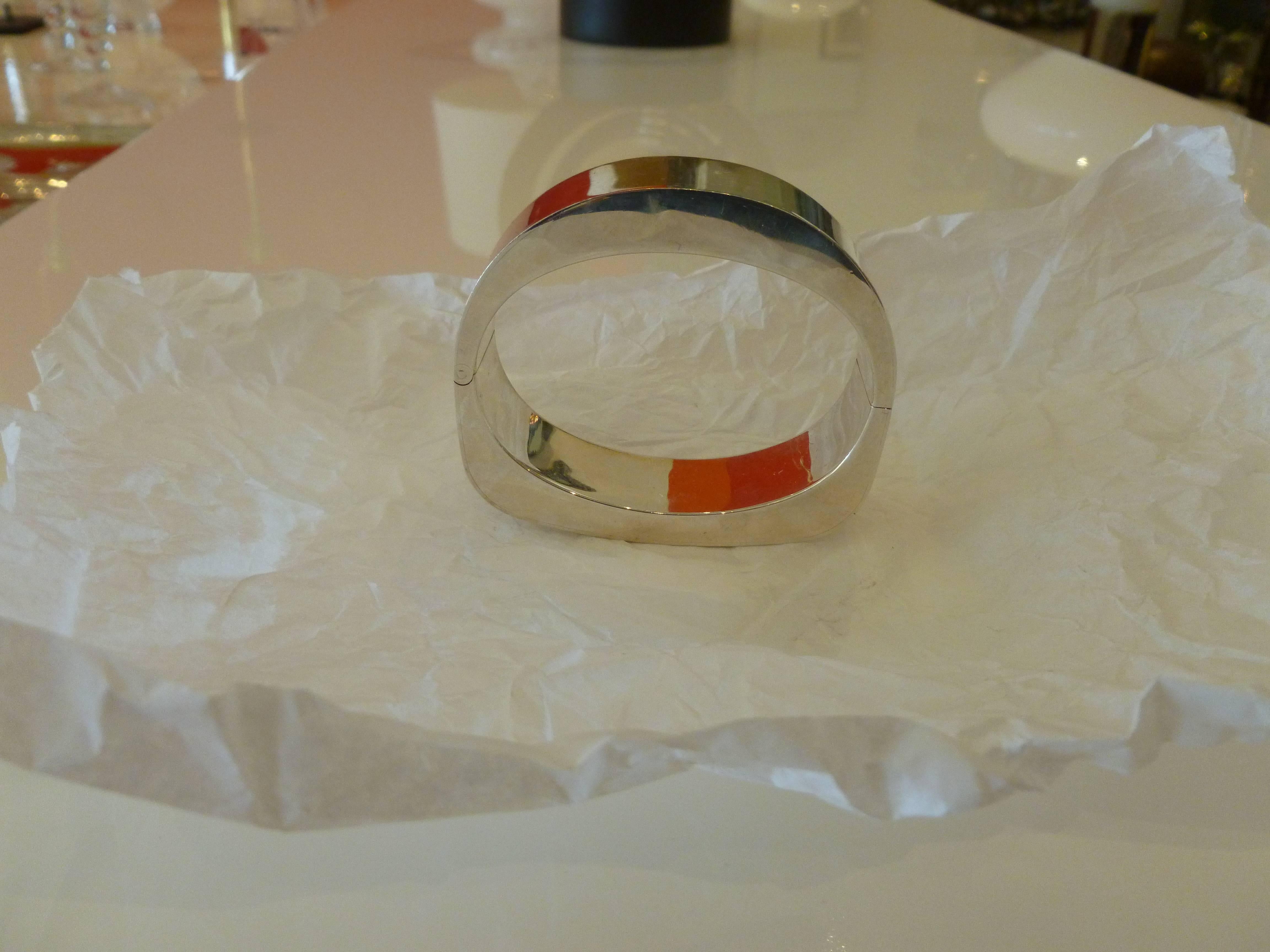 Sterling Silver Hinged Modernist Cuff Bracelet Vintage 9