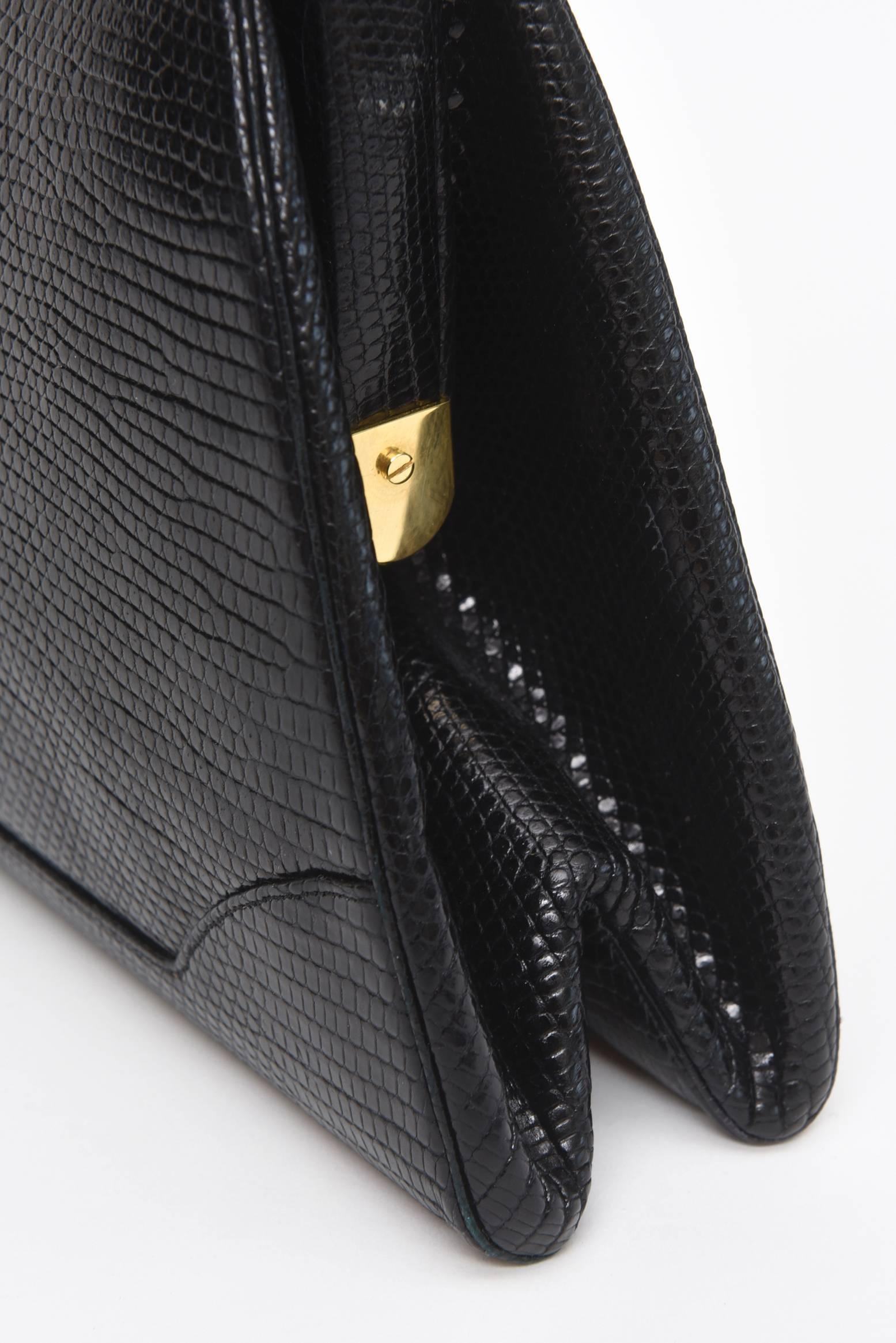 Judith Leiber Black Lizard Kelly Handbag Vintage 1