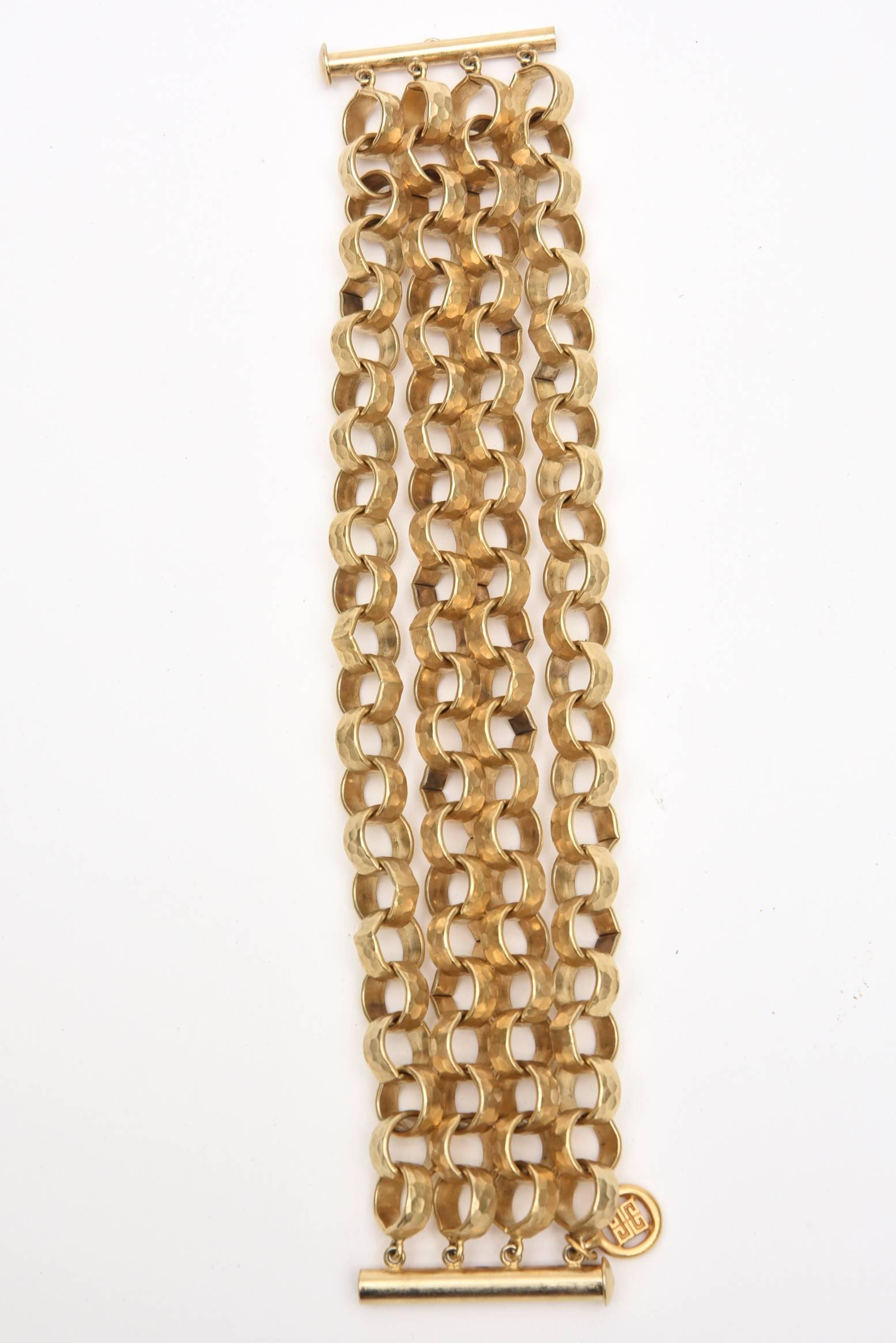 Modern Givenchy Vintage Chain Gold Plated Link Cuff Bracelet For Sale