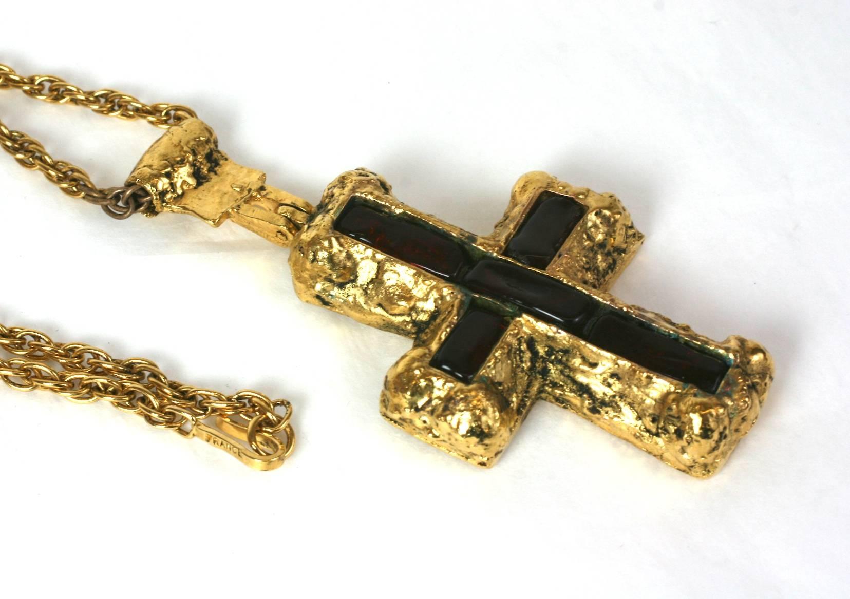 Baguette Cut Important CoCo Chanel Personal Medieval Cruciform Pendant Necklace