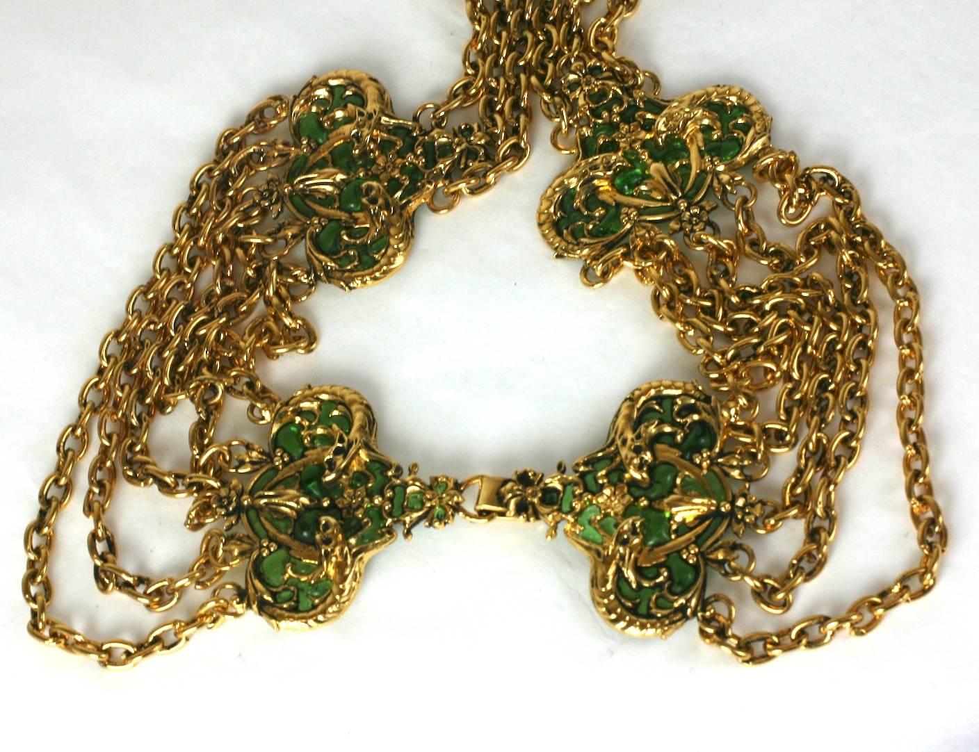 Coco Chanel Early Poured Glass Sea Serpent Belt In Excellent Condition For Sale In Riverdale, NY