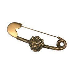 Vintage Chanel Lion Head Safety Pin Brooch, Maison Goossens