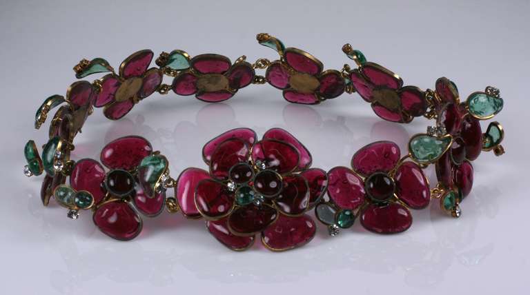 Round Cut  CoCo Chanel Glass Enamel Flower Belt For Sale