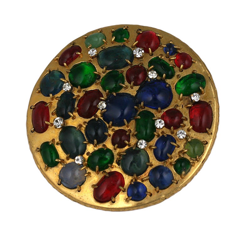  Gripoix for Chanel Barbaric Medieval Round Brooch