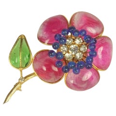CoCo Chanel Gripoix Glass Poppy Brooch