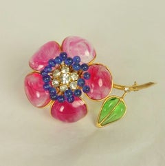 CoCo Chanel Gripoix Glass Poppy Brooch