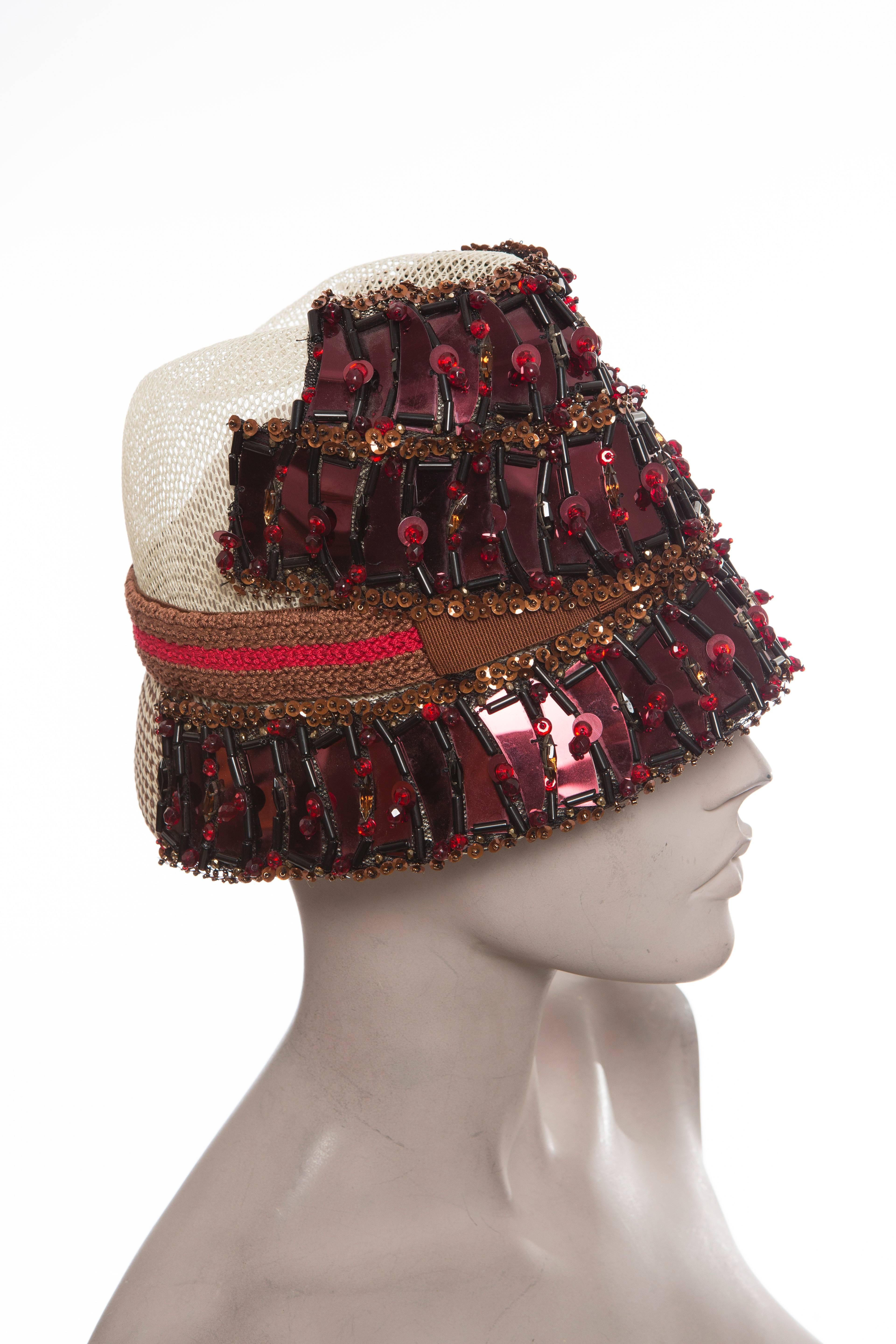 Prada Embellished Cloche Hat, Spring - Summer 2005 In Excellent Condition In Cincinnati, OH