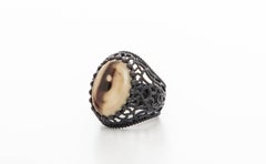 Bottega Veneta Oxidized Sterling Silver Eye Cocktail Ring, Circa 2011