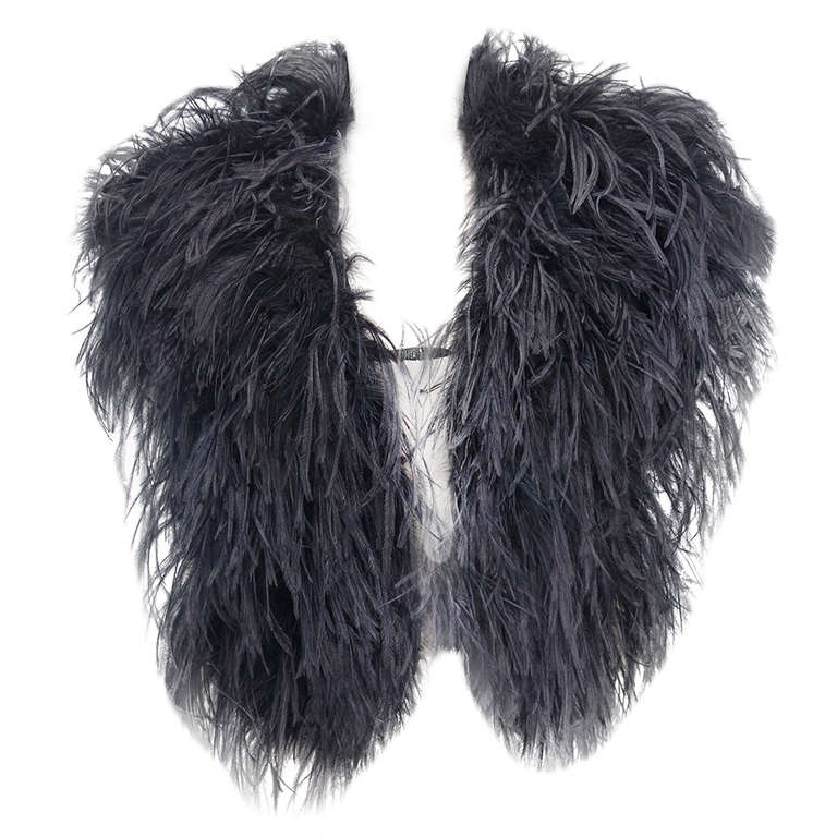 1940's Black Ostrich Capelet at 1stdibs