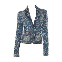 Dolce & Gabbana Pearl Encrusted Denim Jacket