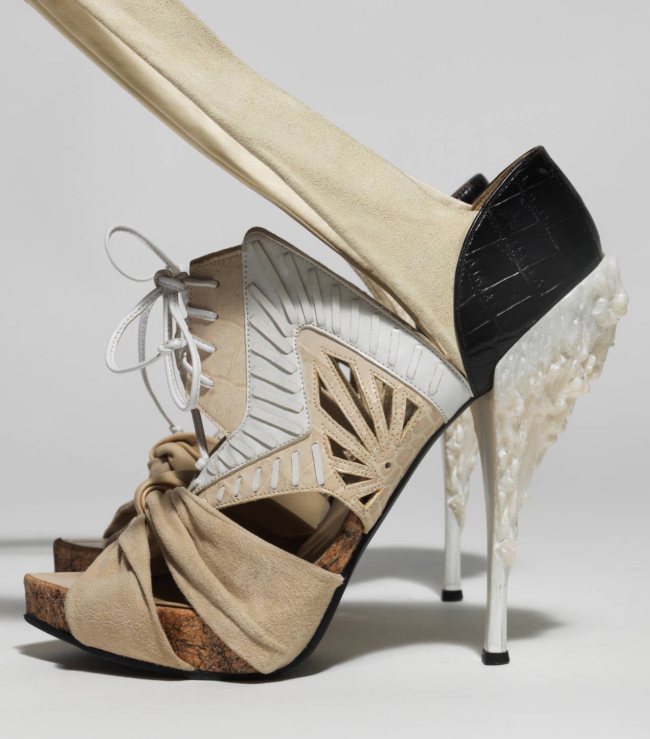 Brown Nicholas Kirkwood for Rodarte Leather Heels With Melted Heels, Fall 2010