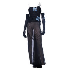 Dolce & Gabbana Runway Robe de soirée papillon en mousseline de soie noire:: printemps 1998