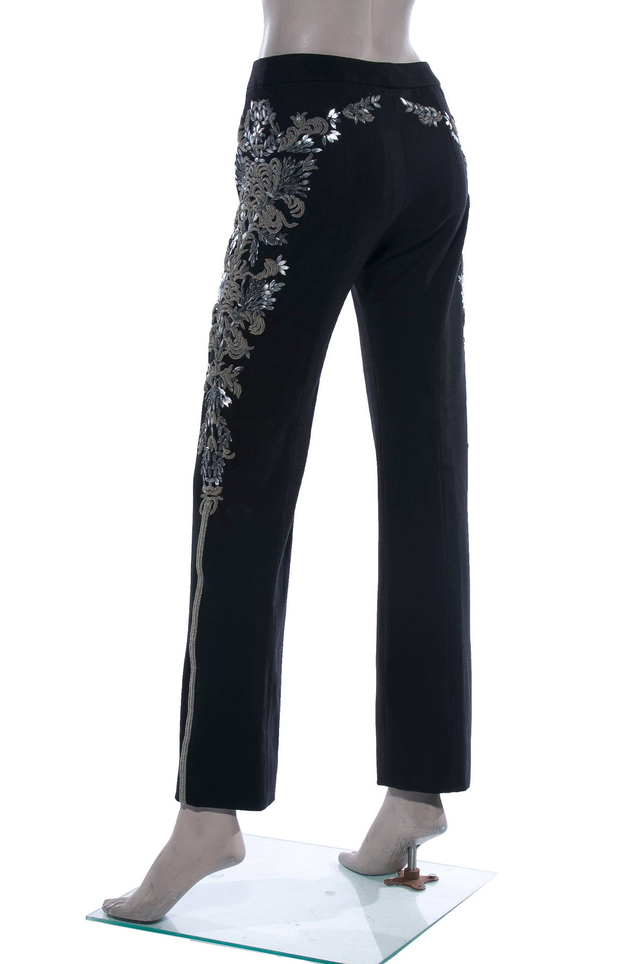 Alexander McQueen Black Embroidered Wool Pants, Autumn - Winter 2006 1