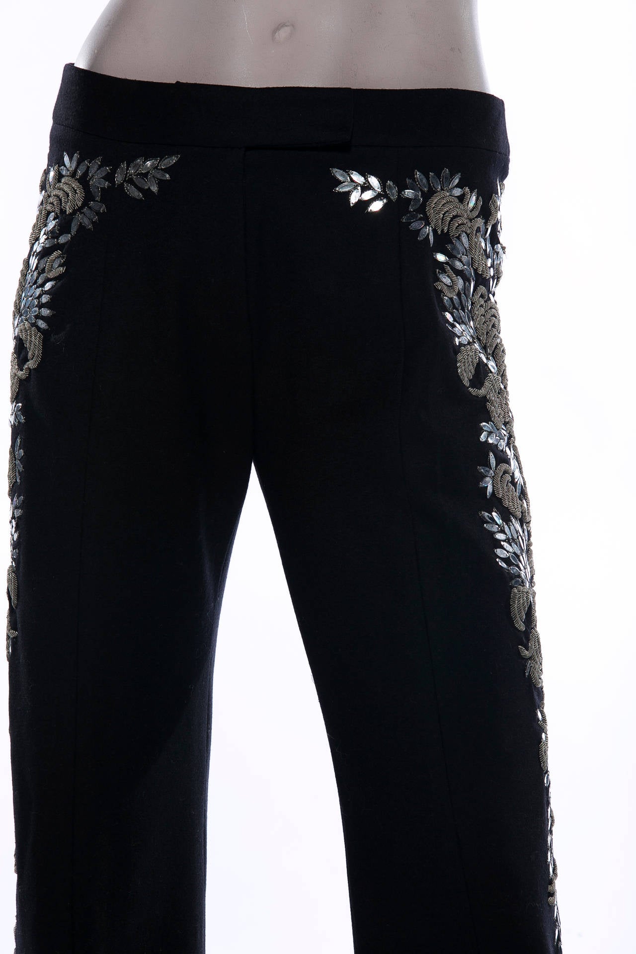 Alexander McQueen Black Embroidered Wool Pants, Autumn - Winter 2006 3