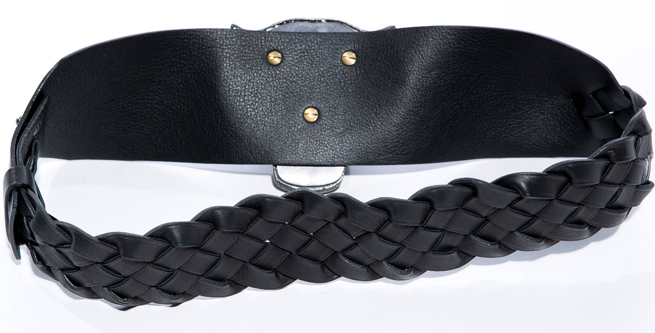 Alber Elbaz for Lanvin Runway Black Leather Braided Pandora Belt, Fall 2012 For Sale 3