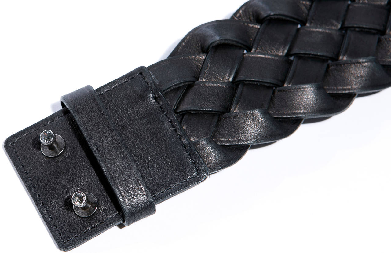   Alber Elbaz for Lanvin Runway Black Leather Braided Pandora Belt, Fall 2012 Damen im Angebot