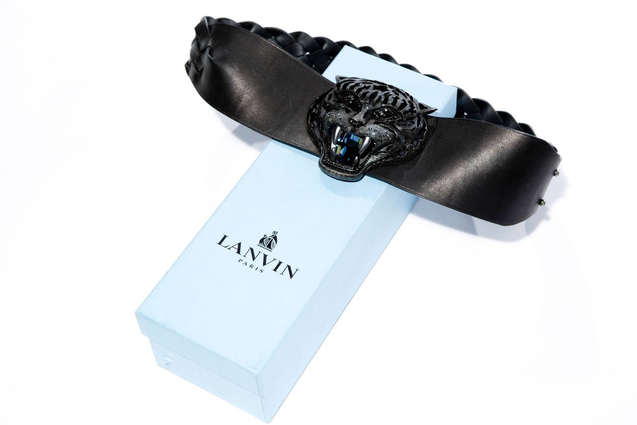   Alber Elbaz for Lanvin Runway Black Leather Braided Pandora Belt, Fall 2012 im Angebot 1