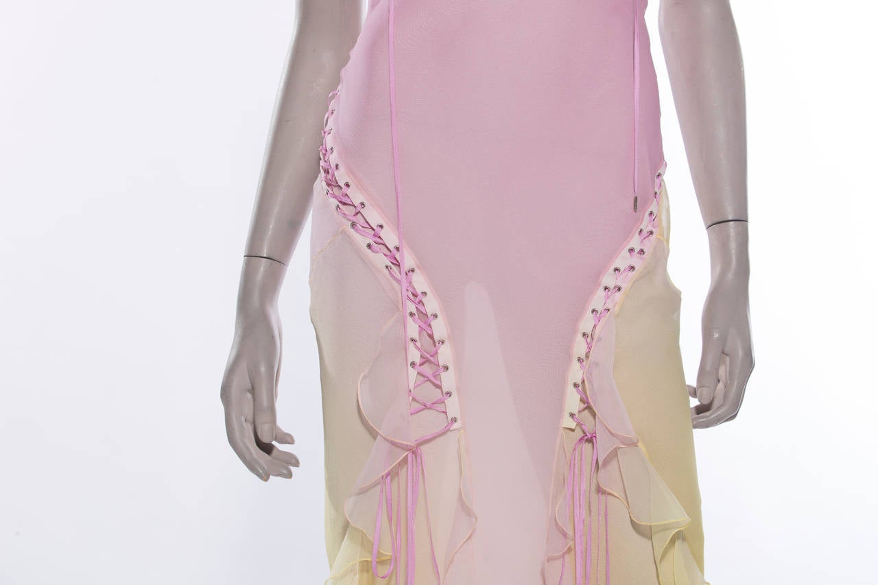 Women's Christian Dior By John Galliano Ombre Silk Chiffon Gown