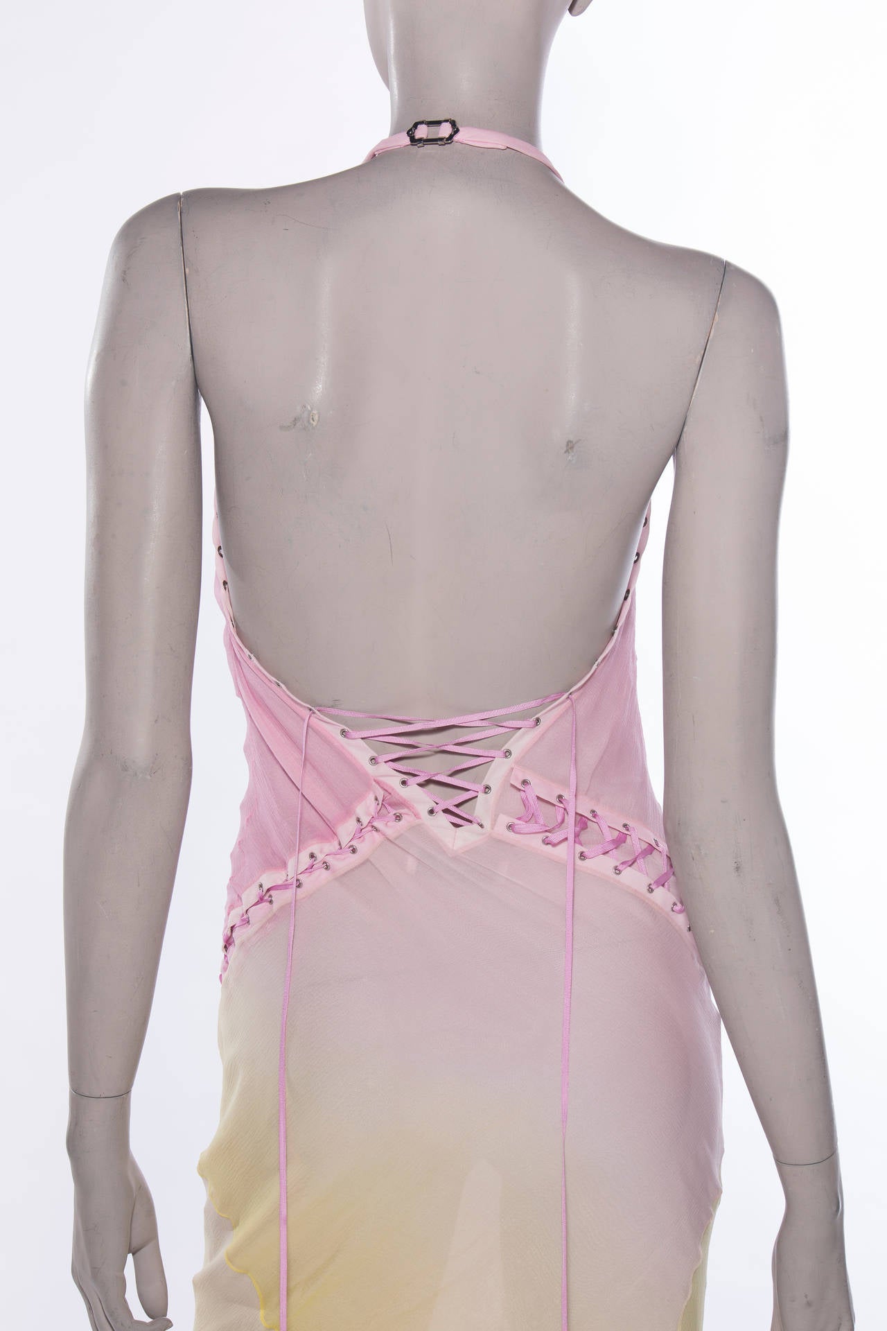 Christian Dior By John Galliano Ombre Silk Chiffon Gown 4