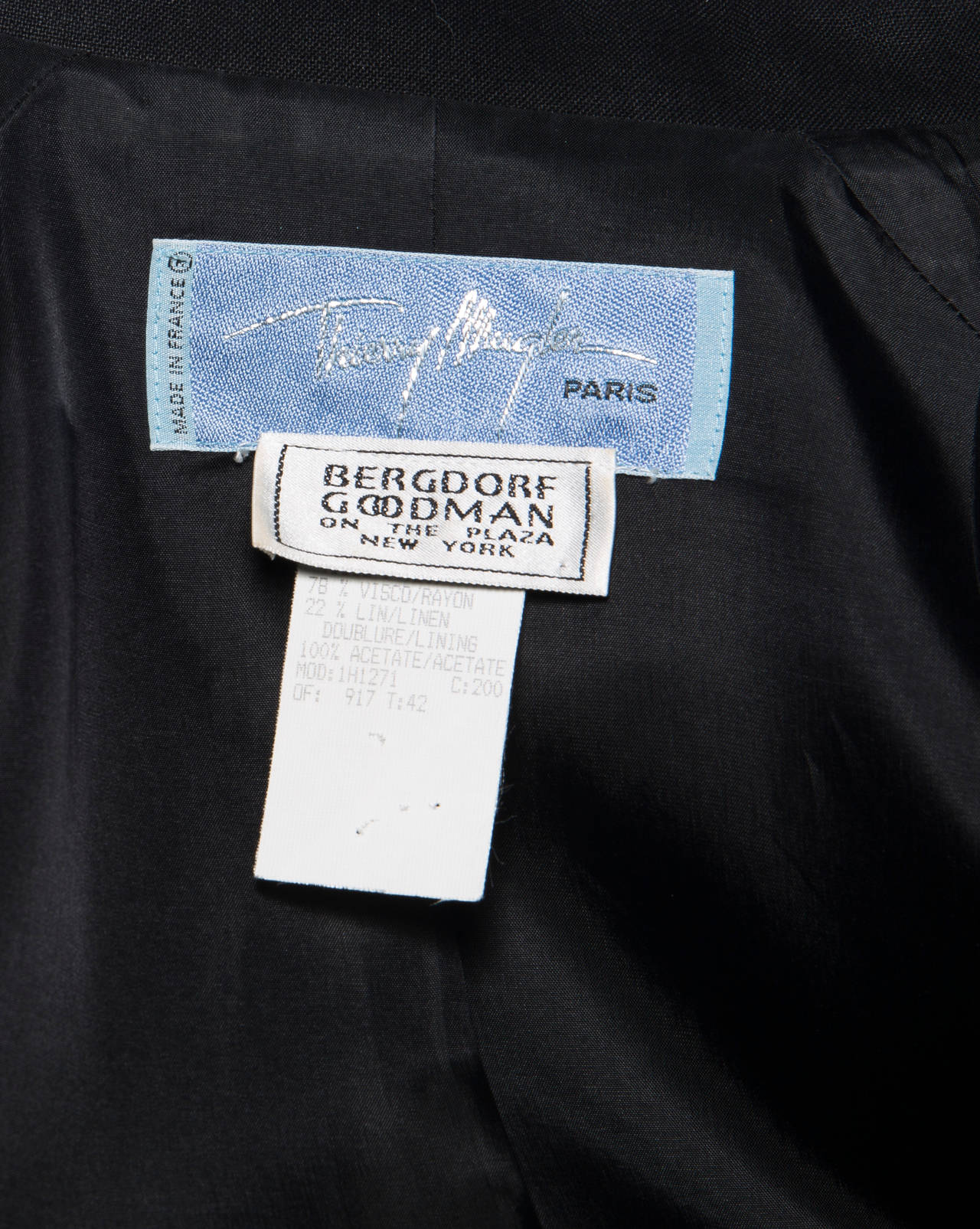 Thierry Mugler Black Linen Short Sleeve Snap Front Jacket, Circa 1980s ...