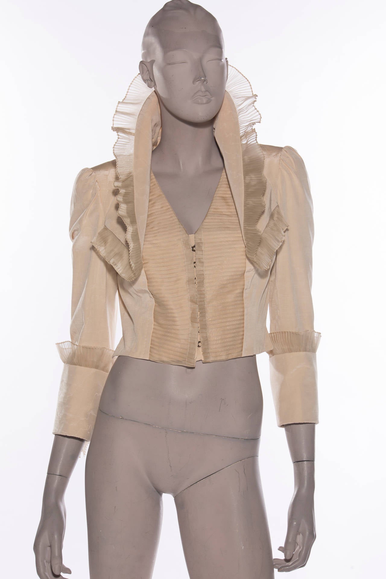 Spring 2006 silk moire' jacket with pleated silk collar and cuffs.