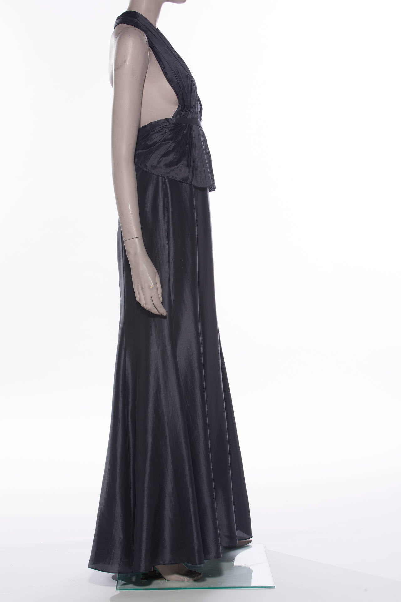 Black Giorgio Armani Graphite Silk Evening Dress