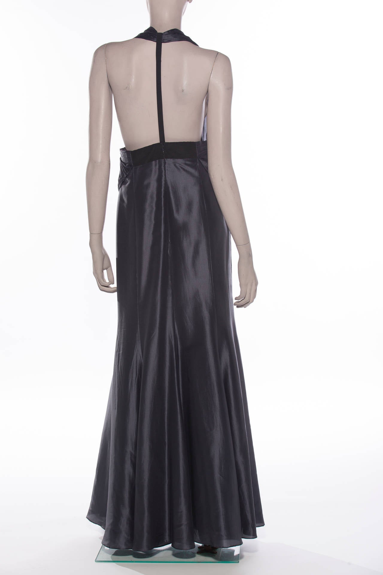 Giorgio Armani Graphite Silk Evening Dress In Excellent Condition In Cincinnati, OH