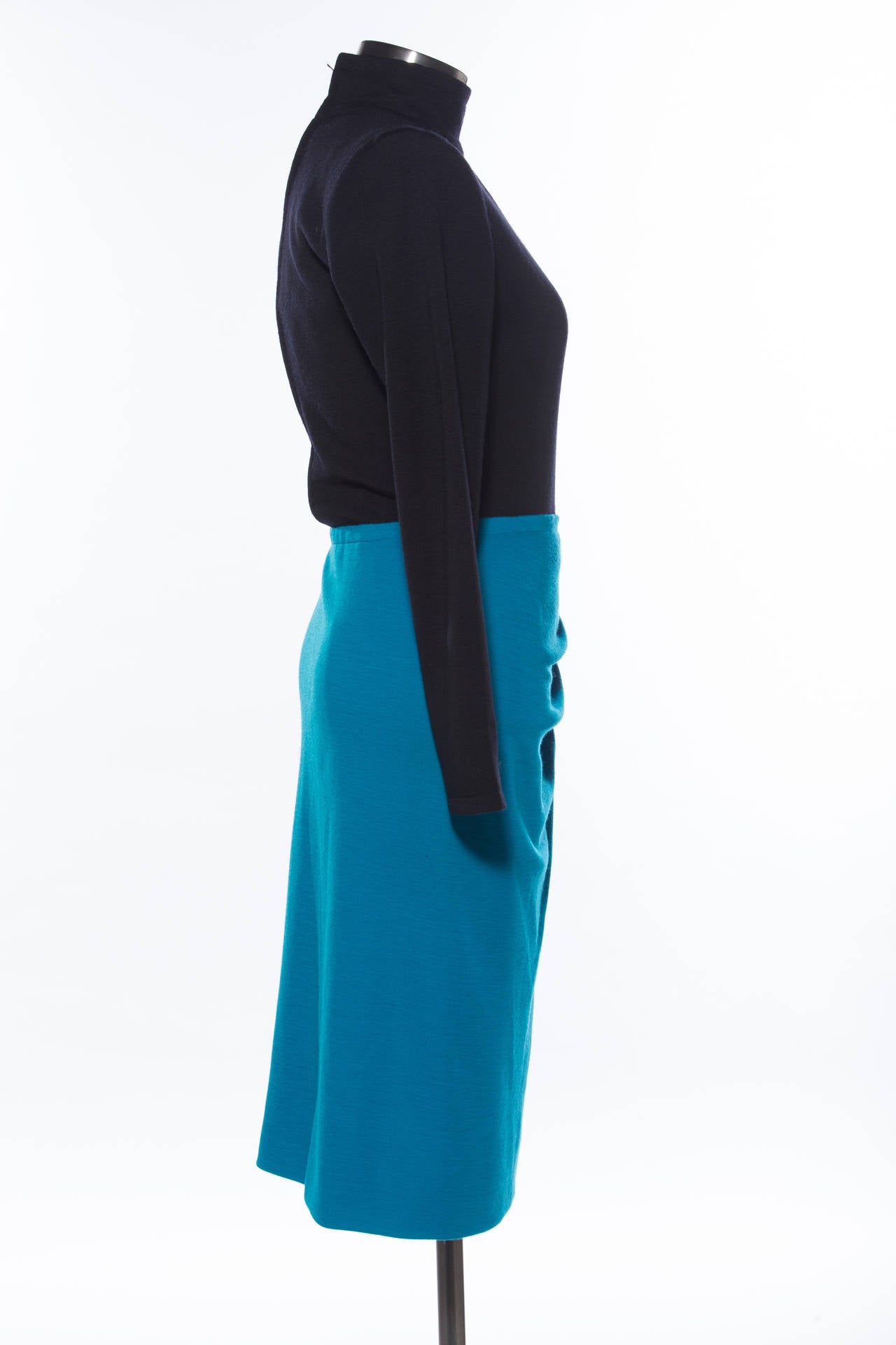 Givenchy Haute Couture circa 1980's wool jersey dress, back zip, double side zip, shoulder pads and fully lined in silk.