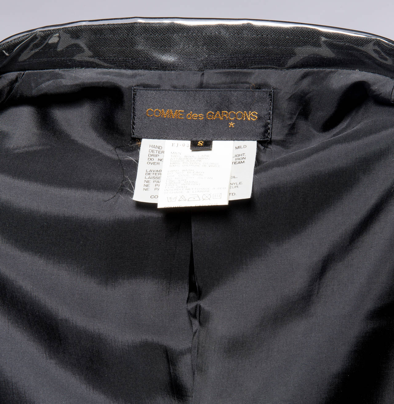 Comme des Garcons Black Wool Blazer With PVC Lapel, Circa 1991 1