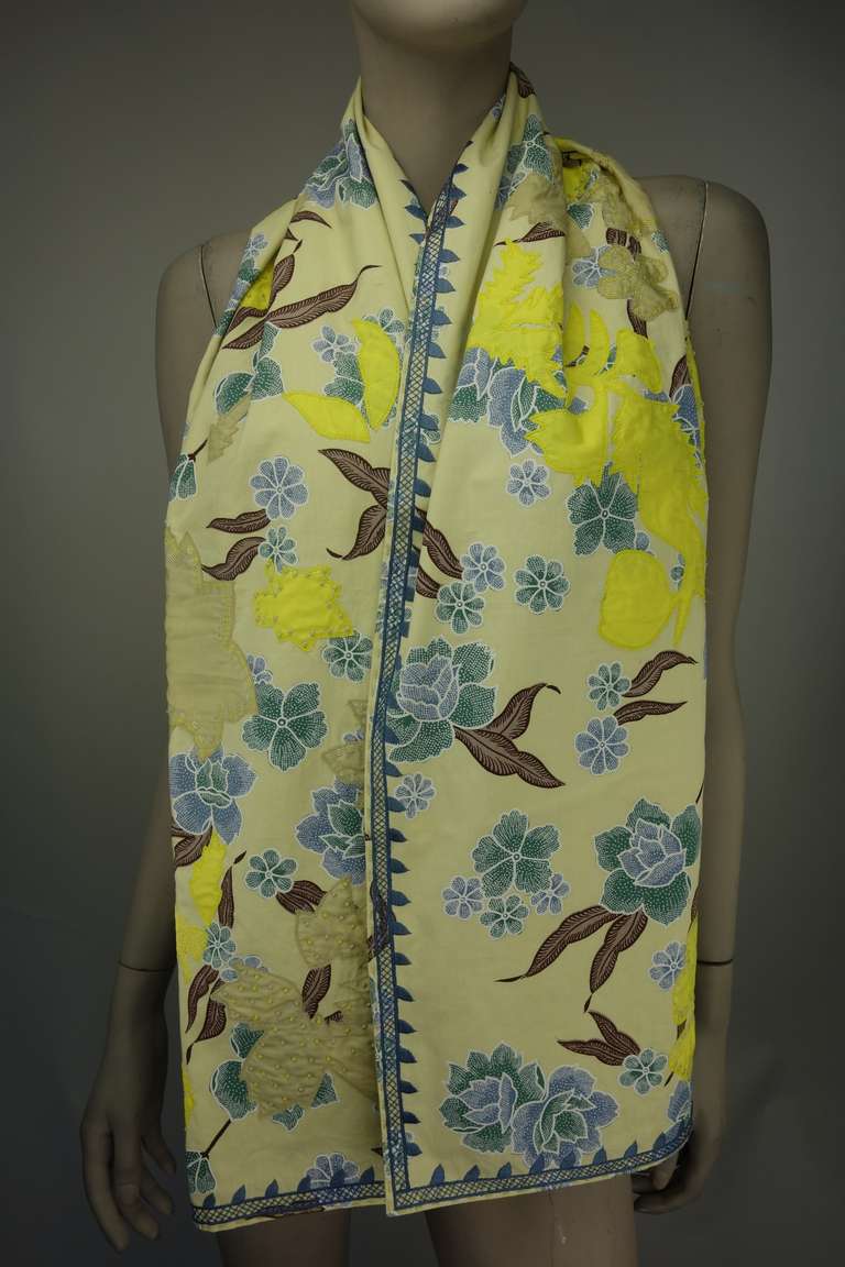 Dries Van Noten Spring - Summer  2003 cotton and silk embroidered shawl.