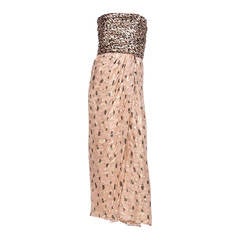 Bill Blass Strapless Lame And Chiffon Evening Dress, Circa 1980's 3