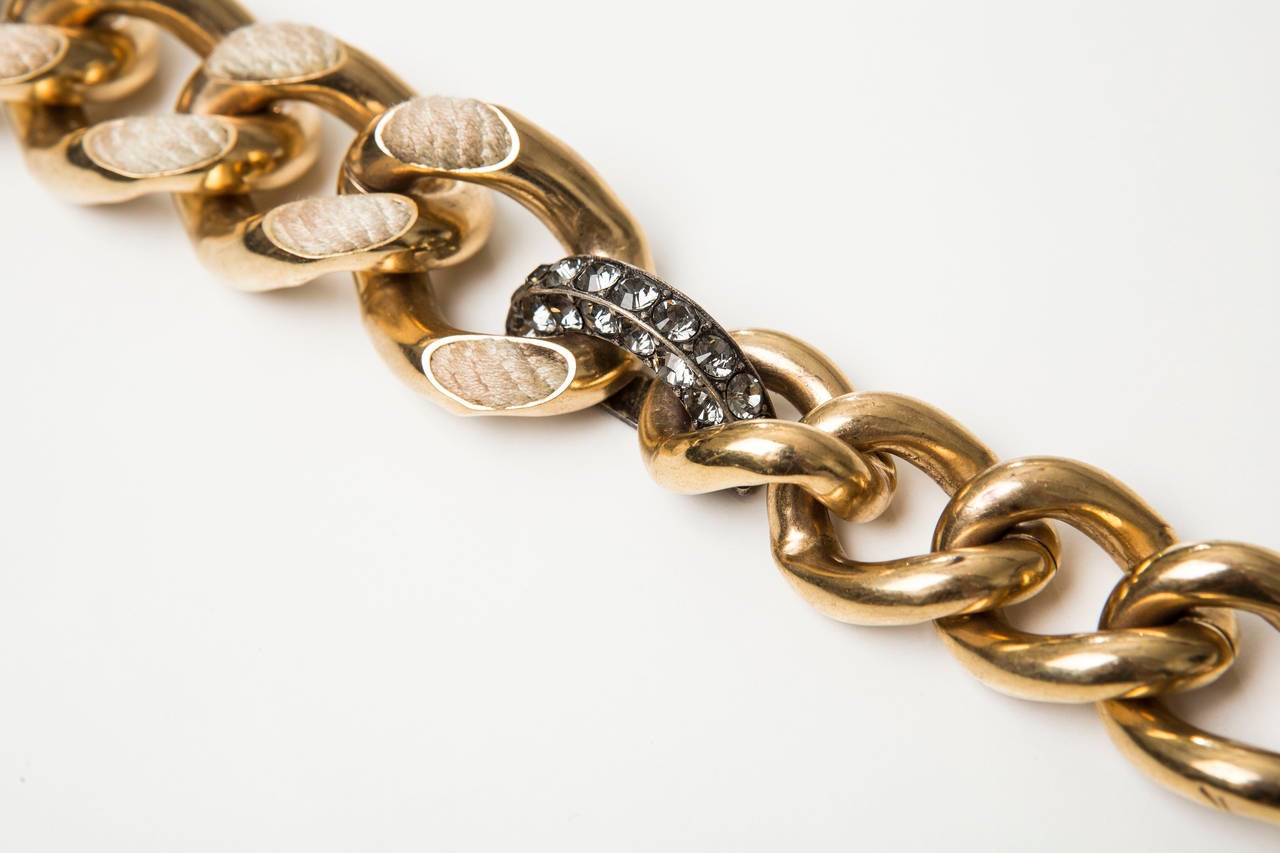 Modern Alber Elbaz  Lanvin Brass Chain Bracelet With Rope Detail And Swarovski Crystals