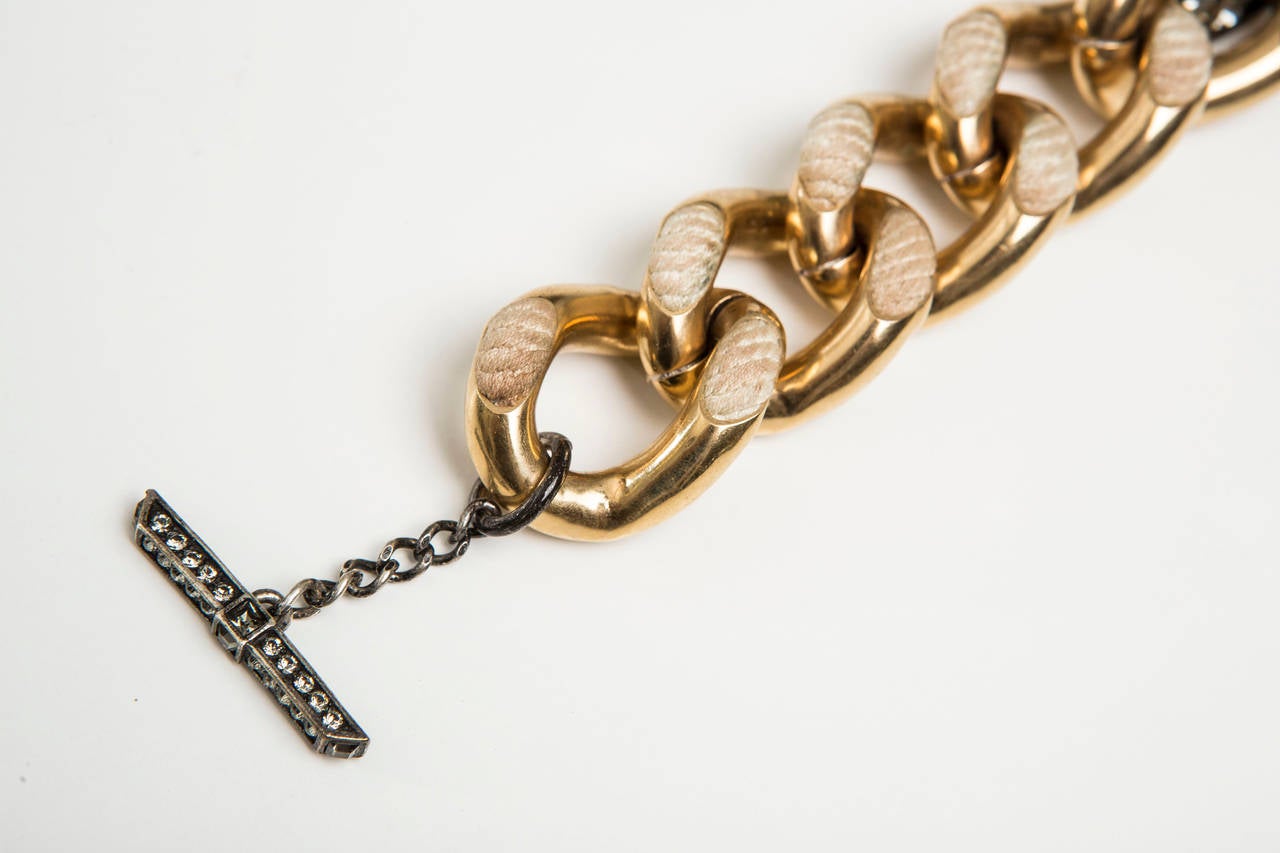 Women's Alber Elbaz  Lanvin Brass Chain Bracelet With Rope Detail And Swarovski Crystals