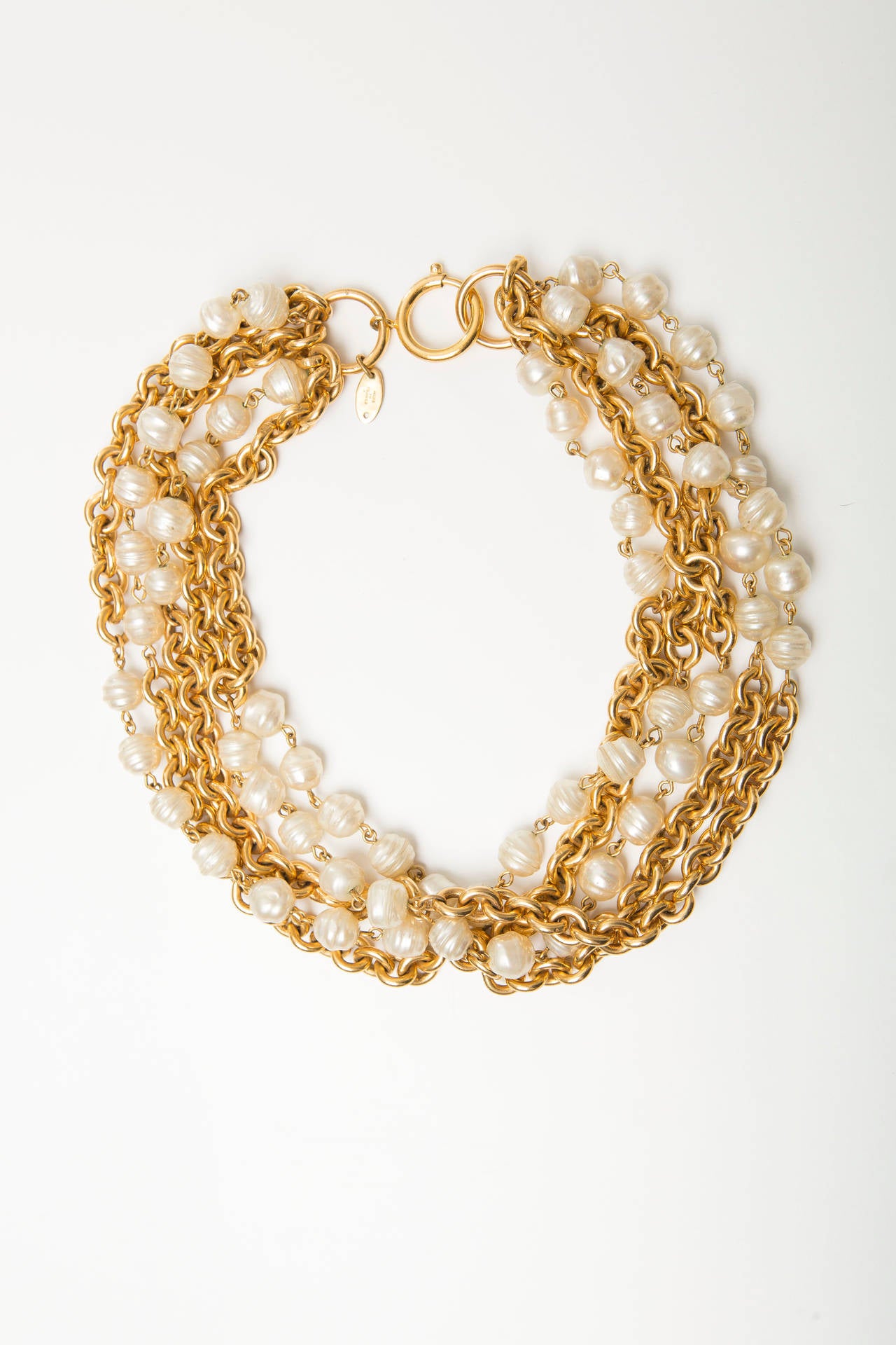 Chanel Gold Chain And Pearl Necklace,  Circa 1985 In Excellent Condition In Cincinnati, OH