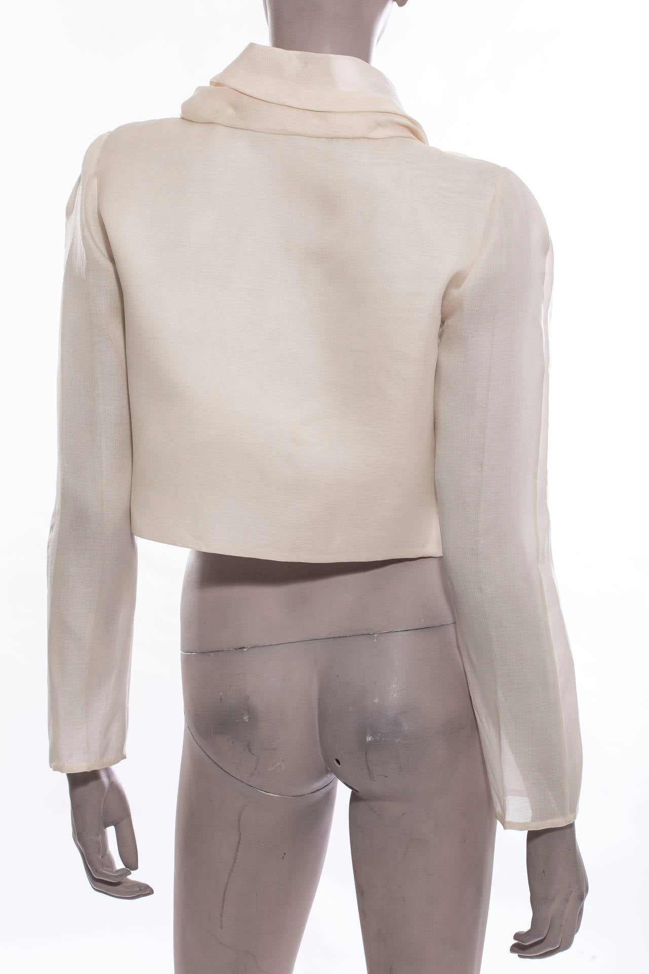 Beige Bill Blass Cream Silk Gazar Bolero, Circa 1970s