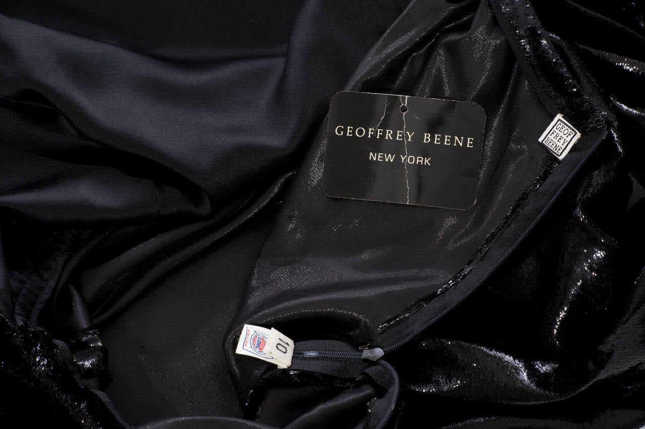 Geoffrey Beene Black Silk Metallic Criss Cross Back Evening Dress, Circa: 1996 For Sale 3