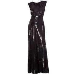 Geoffrey Beene Black Silk Metallic Criss Cross Back Evening Dress, Circa: 1996