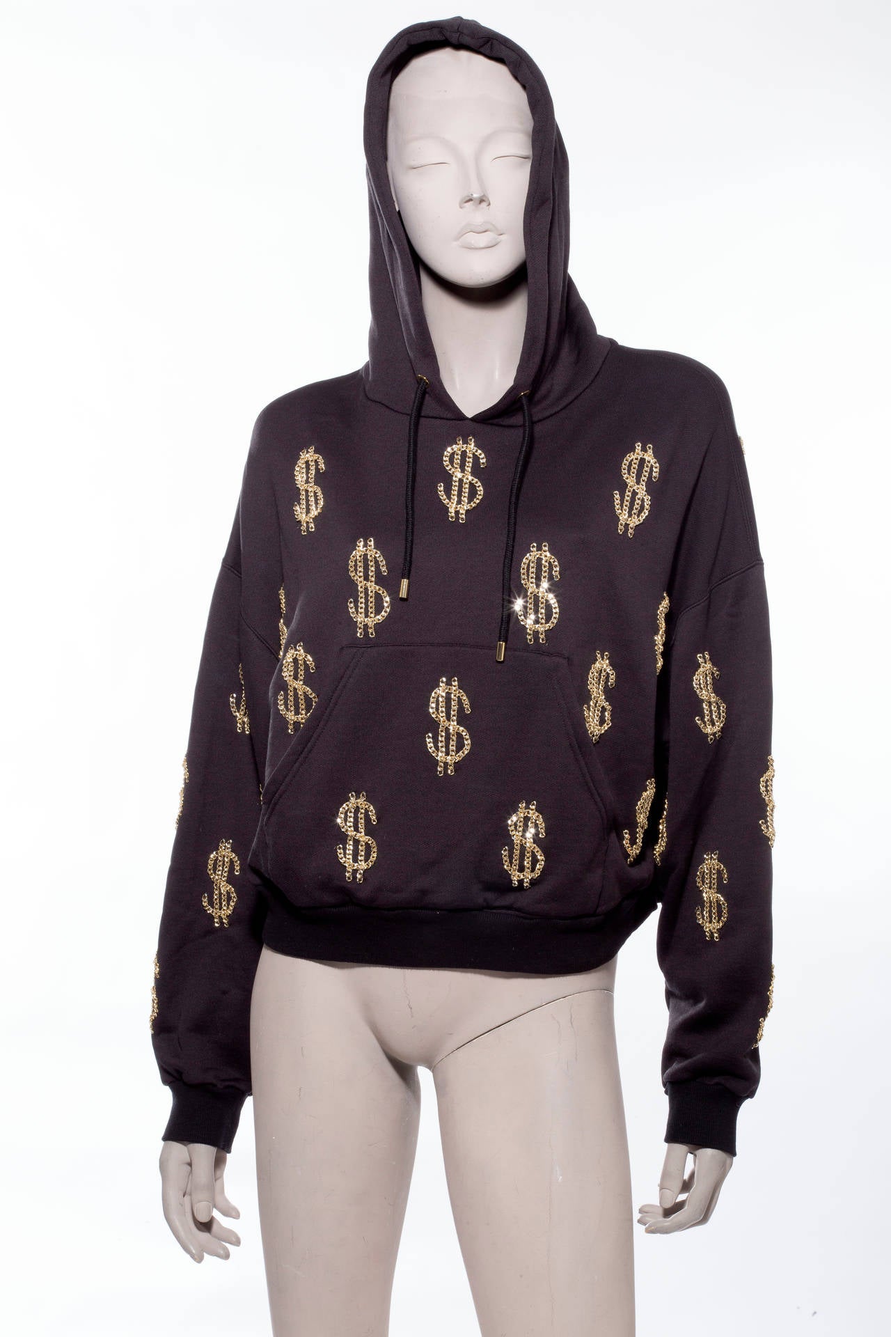 Moschino Couture Hoodie With Chain-Link Dollar Sign Appliques 4