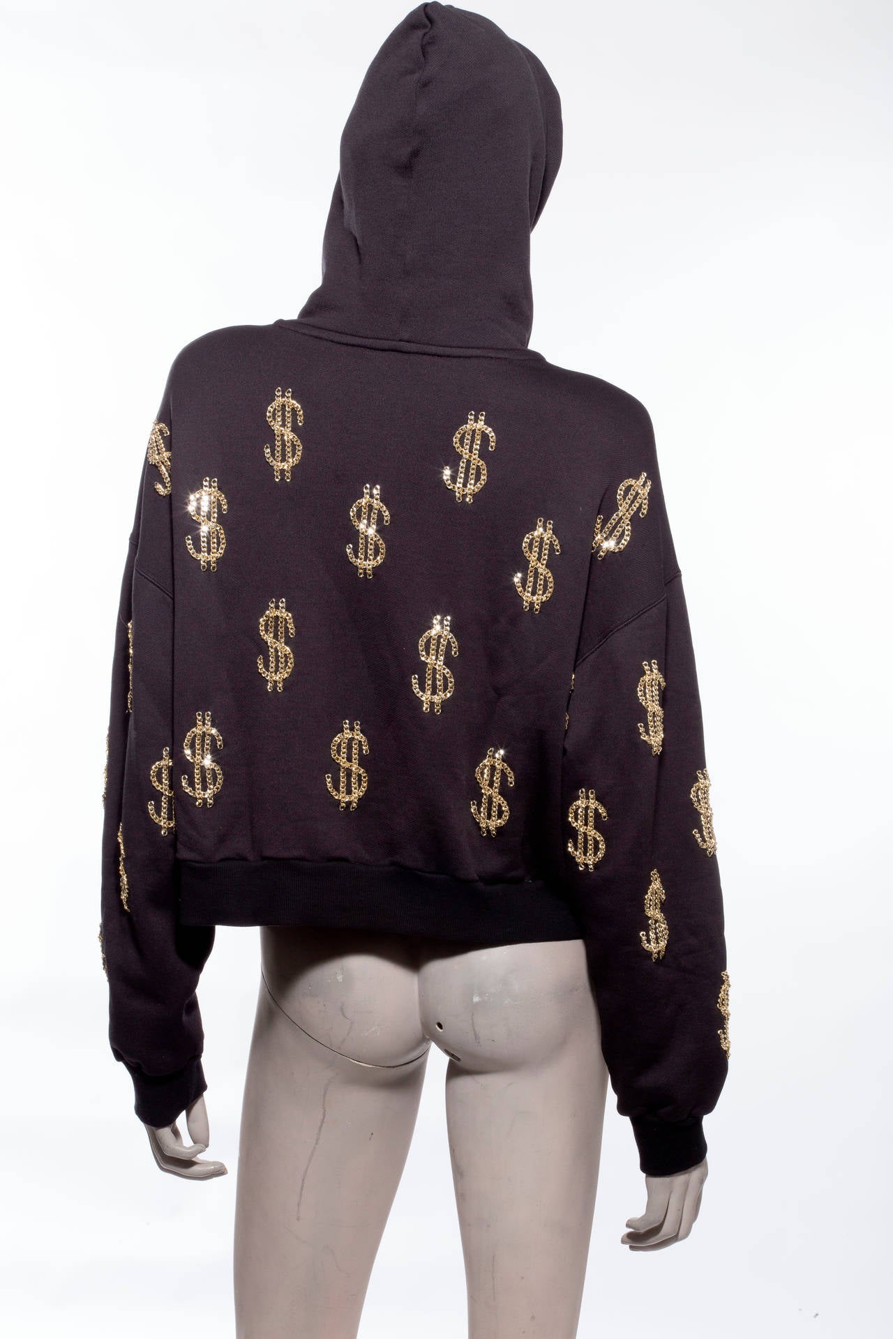 Moschino Couture Hoodie With Chain-Link Dollar Sign Appliques 1