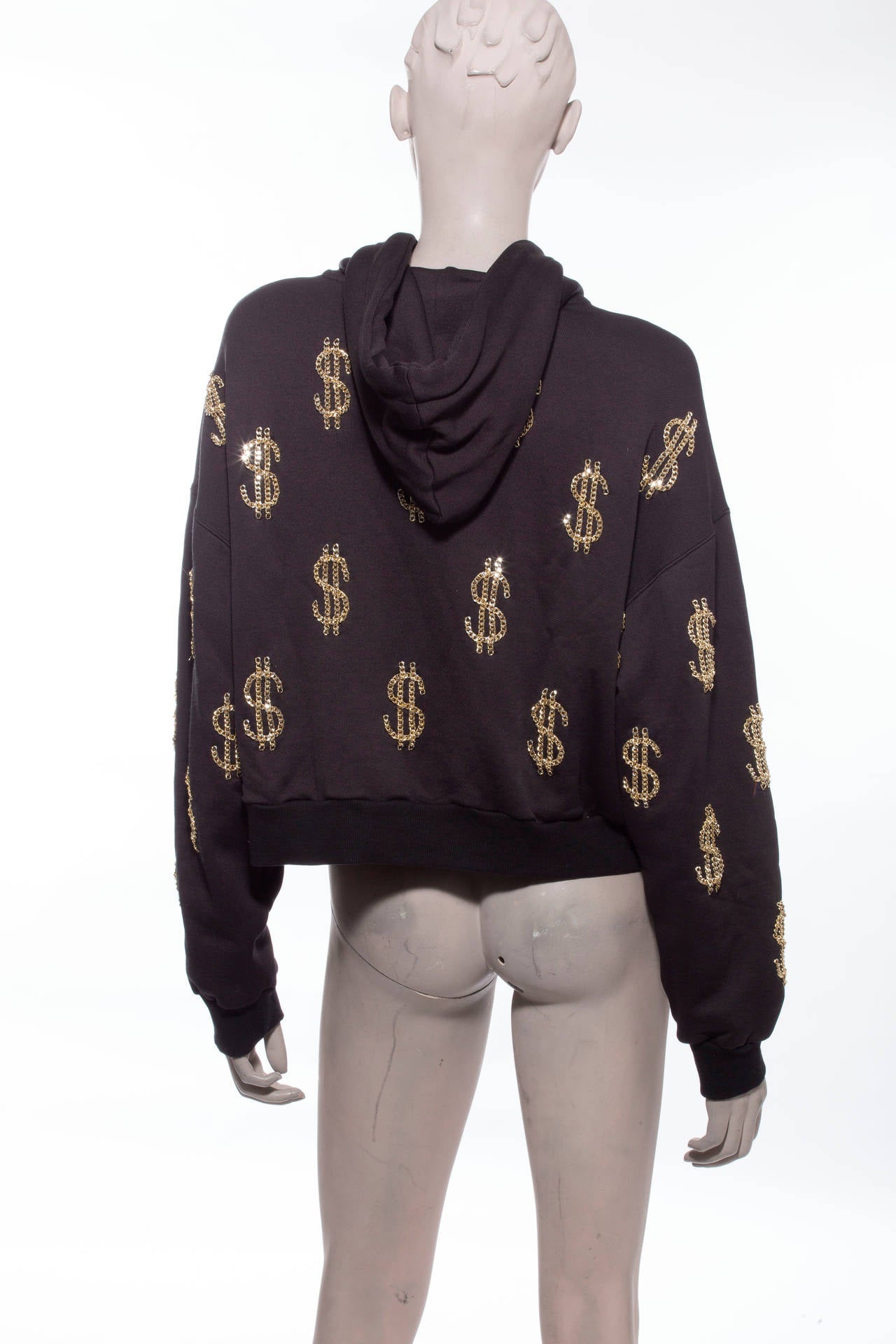 Moschino Couture Hoodie With Chain-Link Dollar Sign Appliques 3