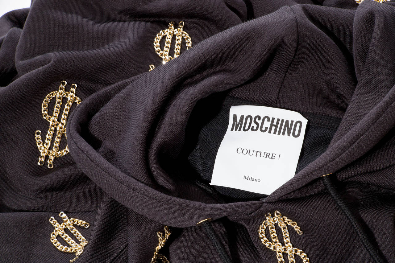 Moschino Couture Hoodie With Chain-Link Dollar Sign Appliques 5