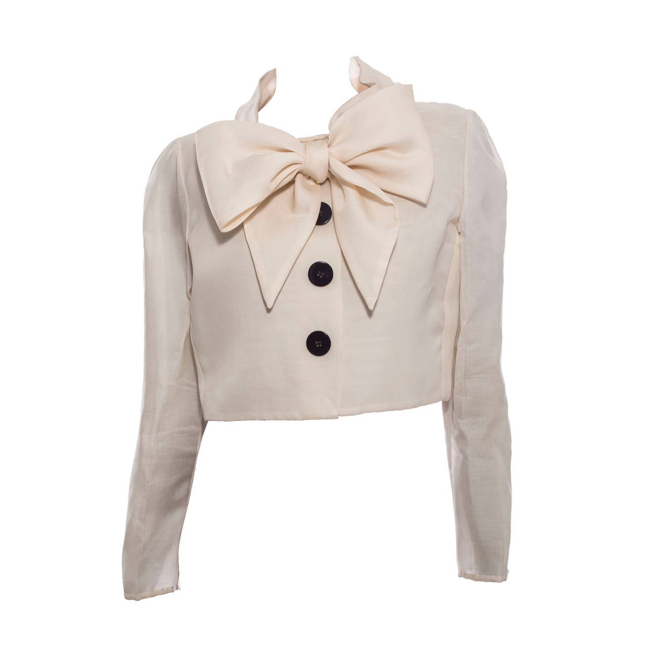 Bill Blass Cream Silk Gazar Bolero, Circa 1970s