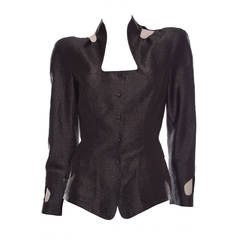 Thierry Mugler Black Snap Front Jacket, Circa 1980's 6